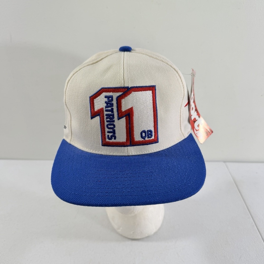 Vintage 1990s New England Patriots Drew Blesoe 11 SnapBack Hat AJD‎ RARE NWT